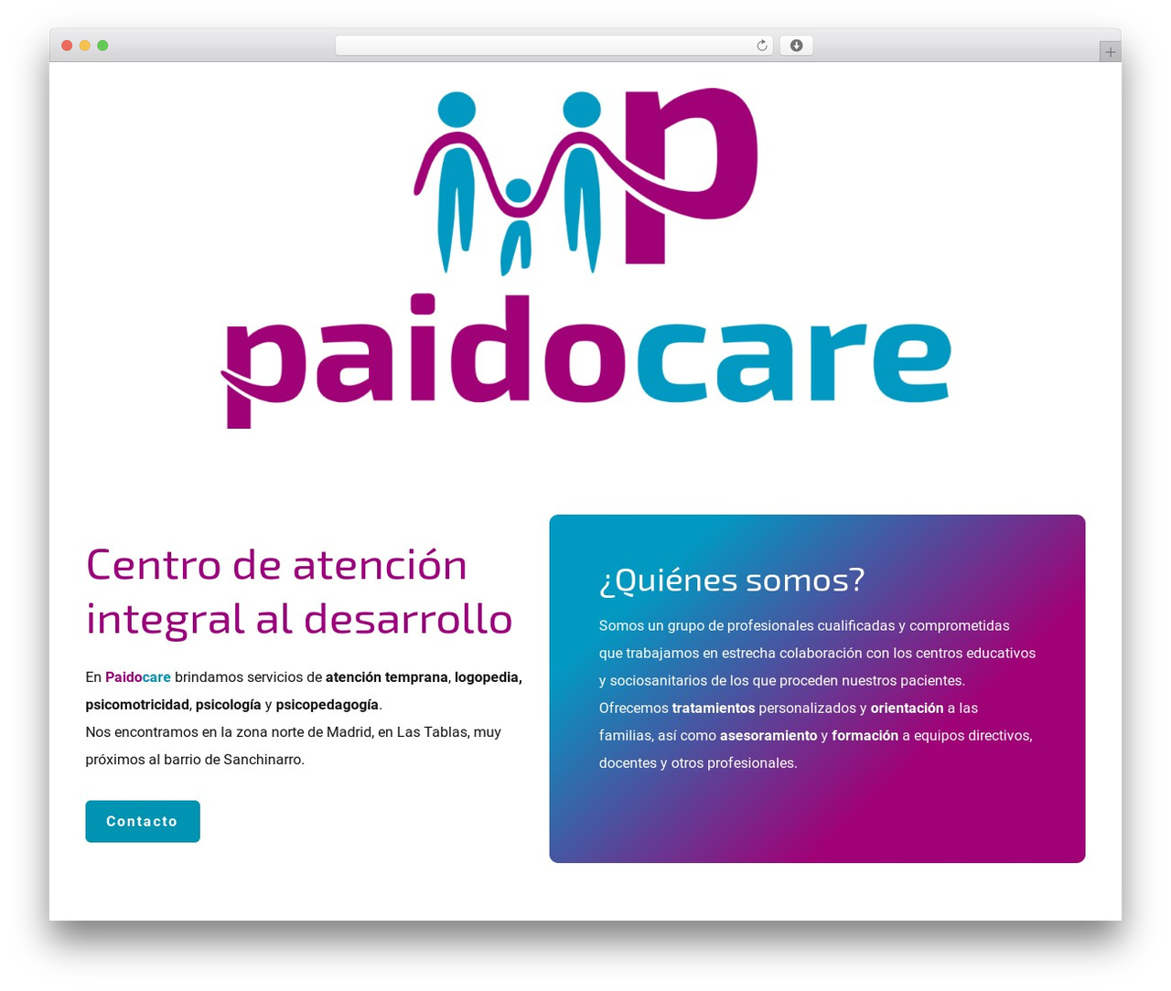 Constructor WordPress theme - paidocare.es