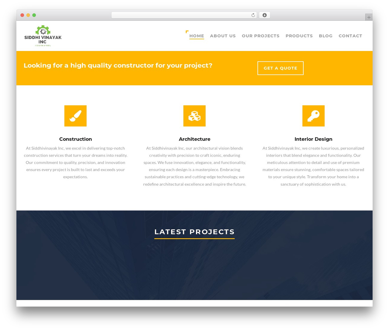 Structure top WordPress theme - siddhivinayakinc.com