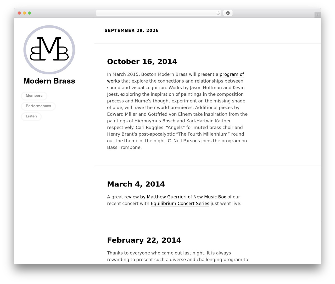 Svbtle WordPress theme - bostonmodernbrass.com