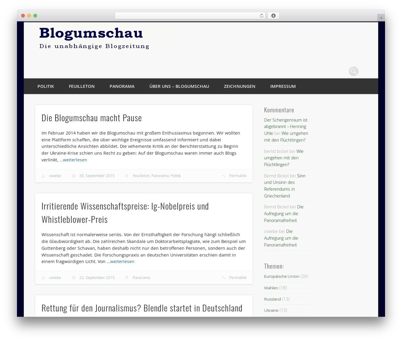 WordPress theme Pinboard - blogumschau.de