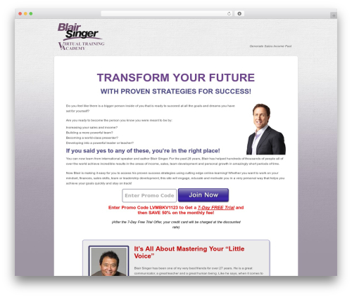 WordPress theme Virtual Training - blairsingervirtualtraining.com