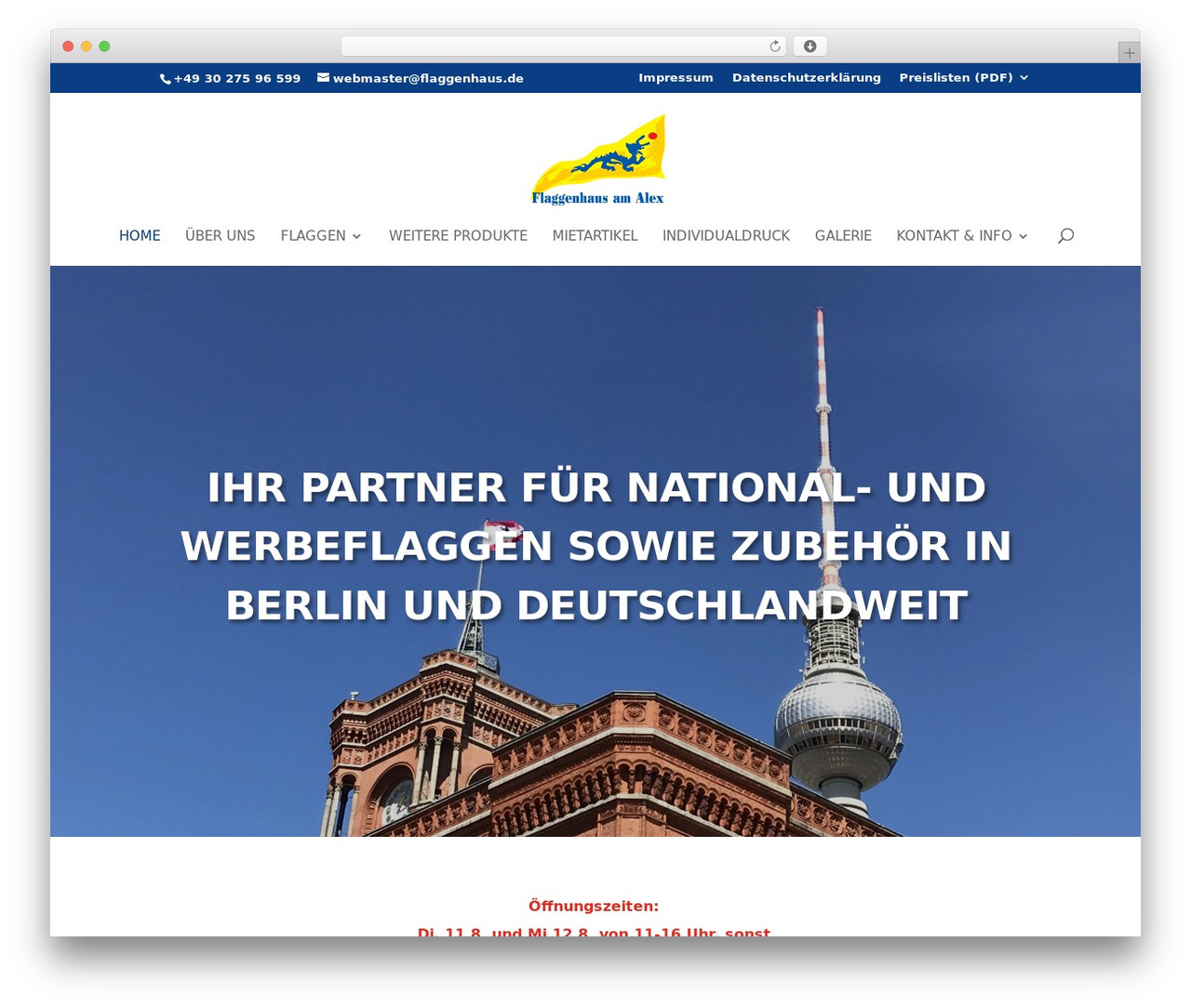 Divi WordPress page theme - flaggenhaus.de