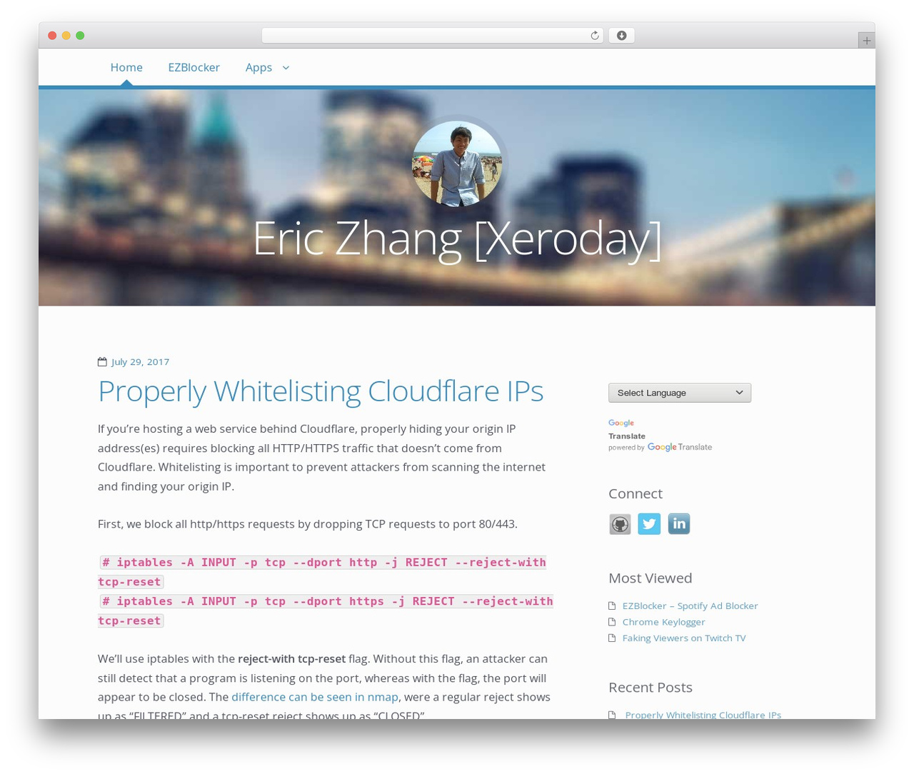 Highwind WordPress theme - ericzhang.me