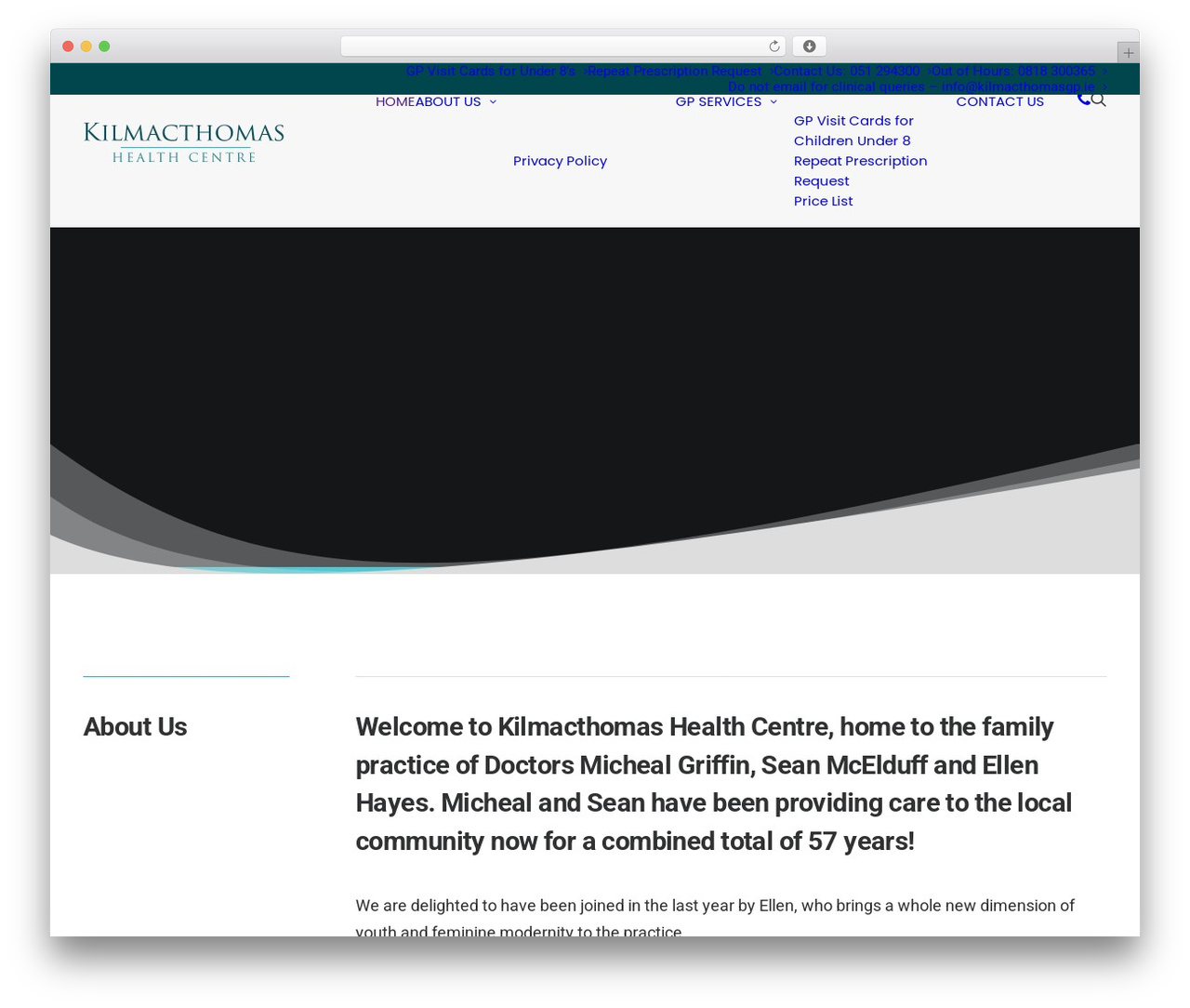Uncode WordPress page theme - kilmacthomasgp.ie