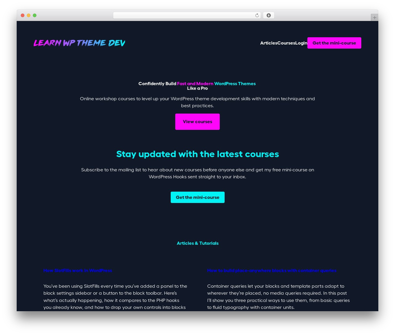 Learn WP Theme Dev theme WordPress - www.learnwptheme.dev