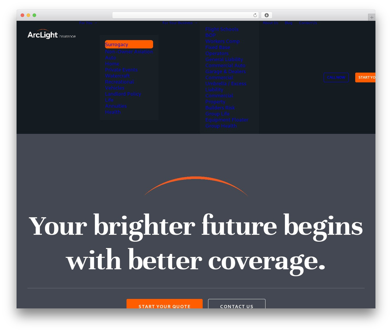 WP theme Uncode - arclightinsurance.com