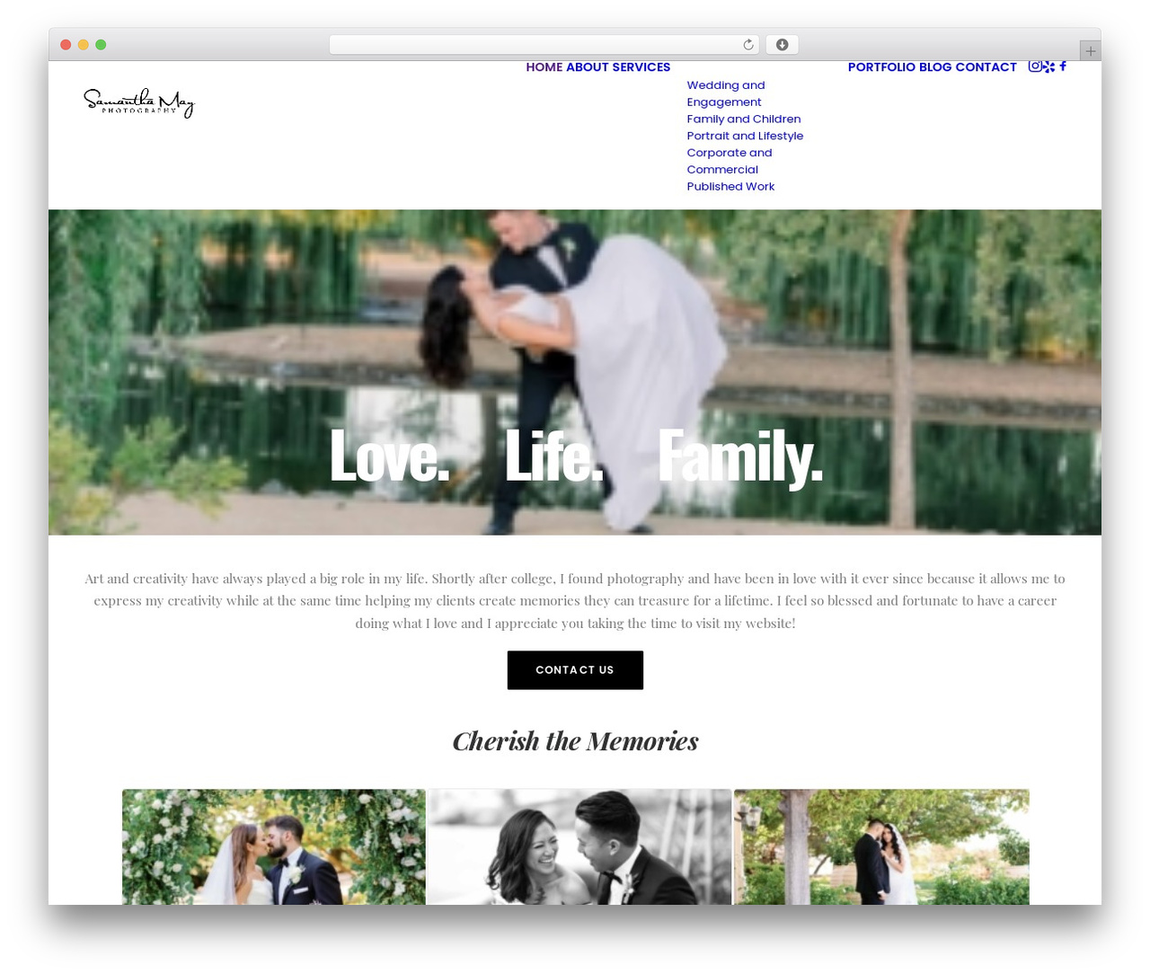 Uncode photography WordPress theme - samanthamphotography.com