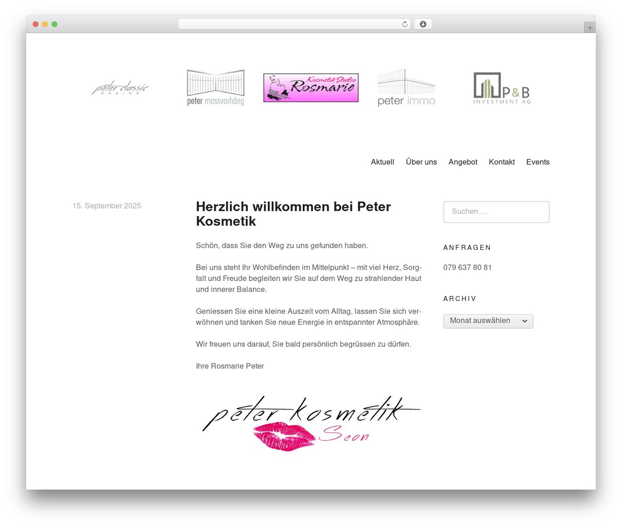 Maker theme WordPress - peter-kosmetik.ch