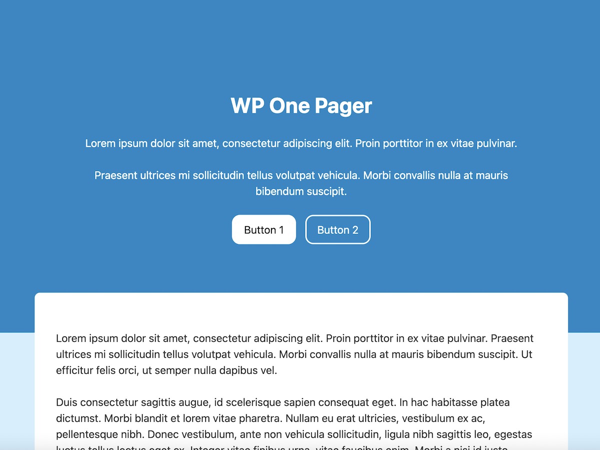 WordPress theme WP One Pager