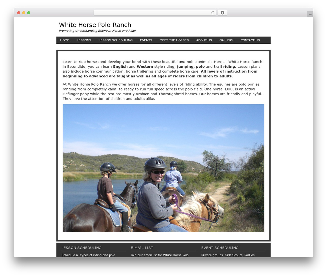 Genesis theme WordPress - whitehorsepoloranch.com