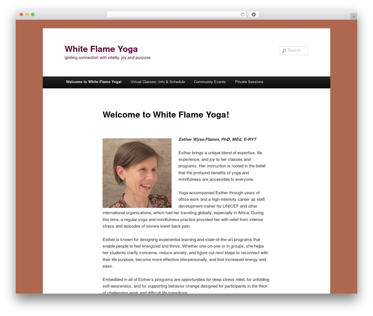 WordPress theme Duster - whiteflameyoga.com
