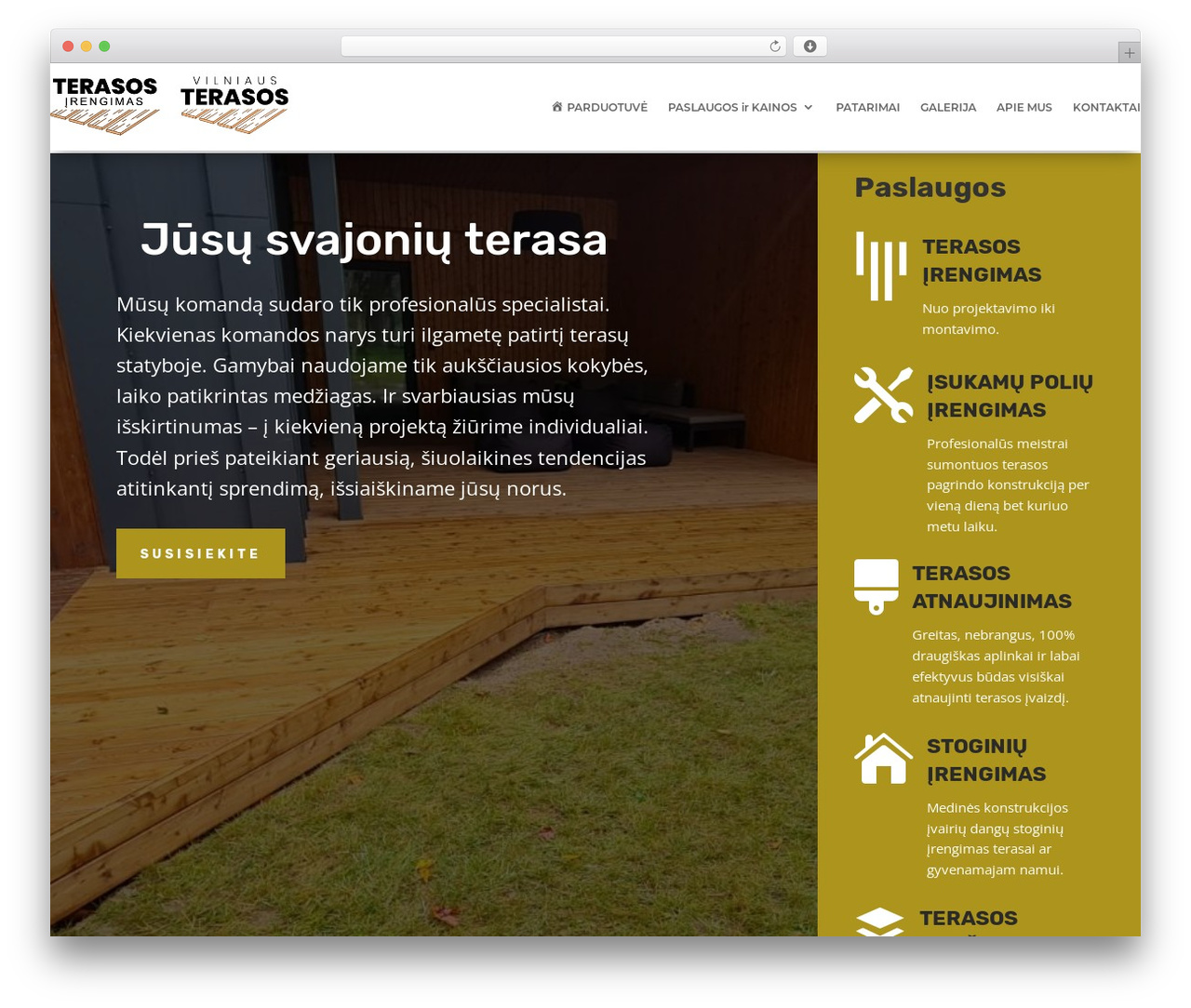Divi WordPress theme - terasosirengimas.lt