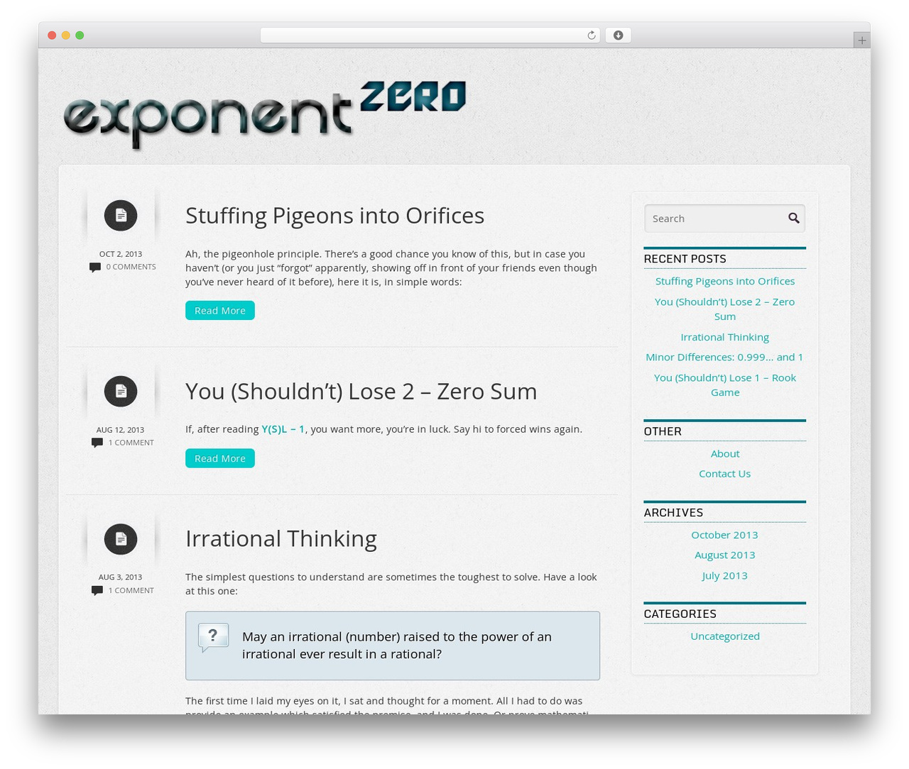 Shortnotes WordPress theme - exponentzero.com