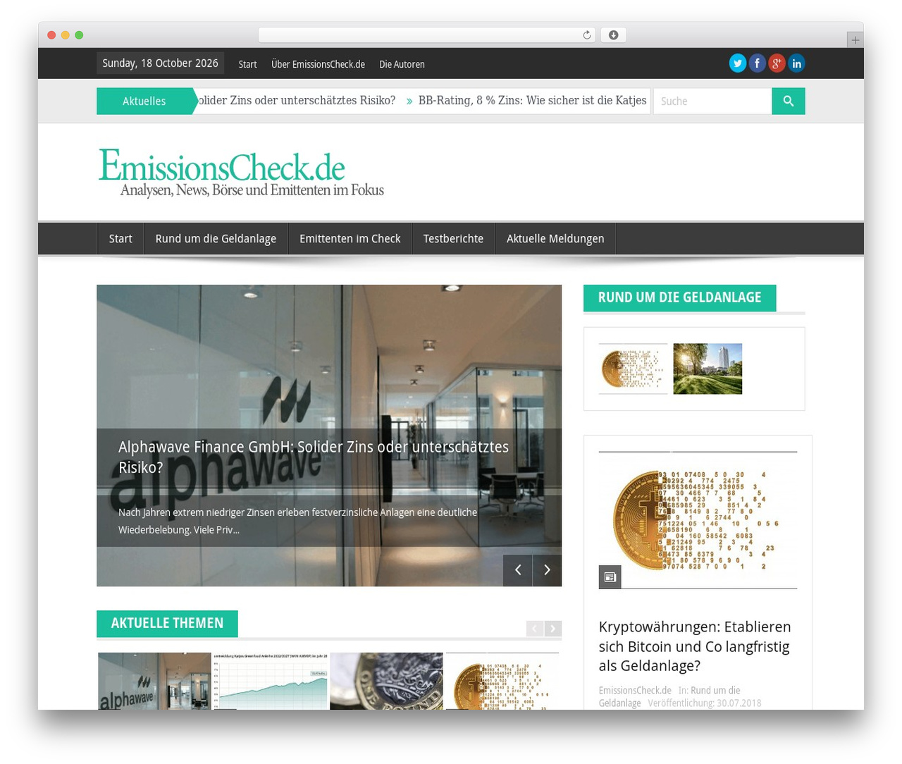 Effective WordPress website theme - emissionscheck.de