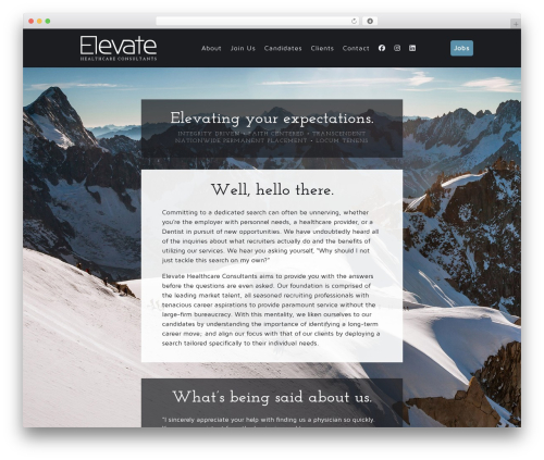 Elevate WordPress website theme - elevatehcc.com