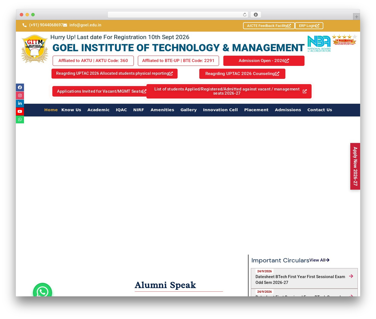 Hello Elementor WordPress theme - gitm.goel.edu.in