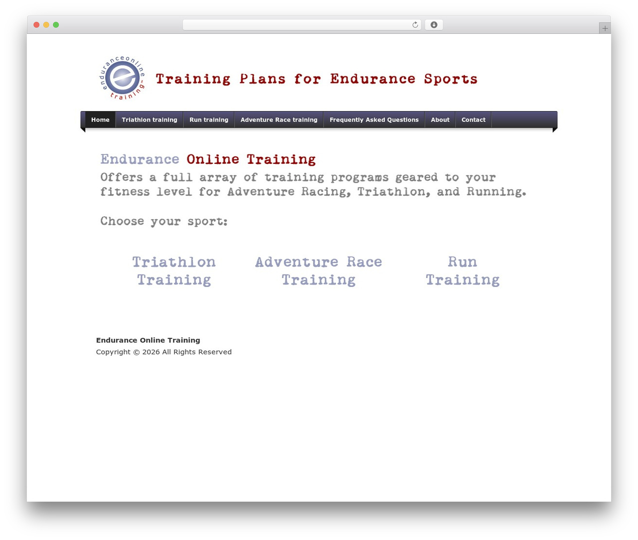 WordPress theme Builder - enduranceonlinetraining.net