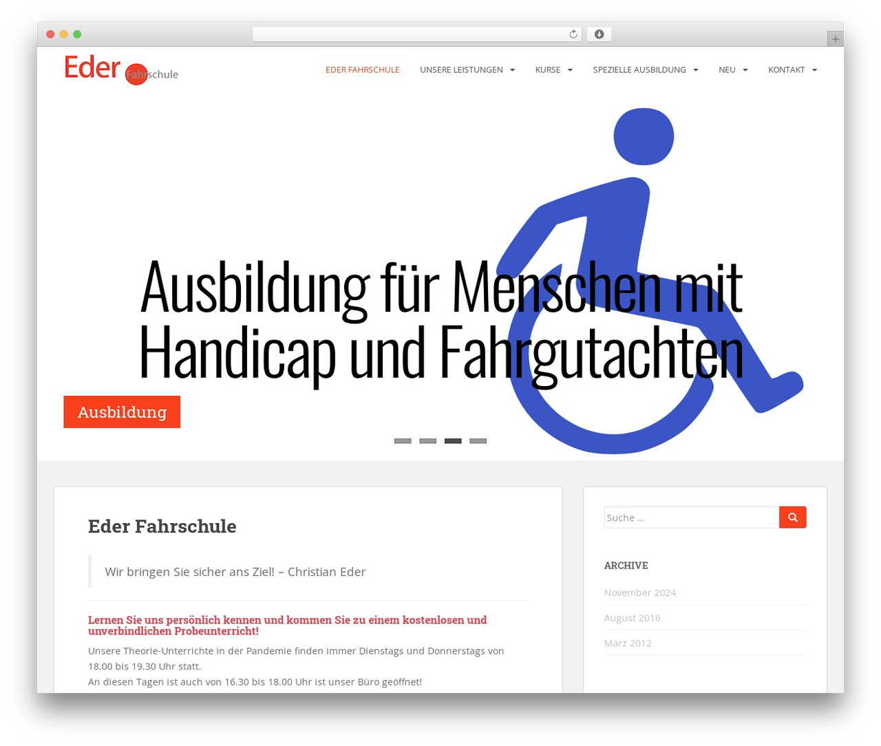 WordPress theme Solid WP - eder-fahrschule.de