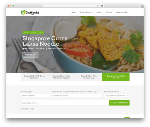 Foodiepress WordPress plugin - chefnamita.com