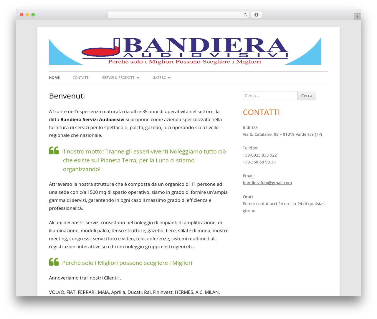 Tiny Framework best WordPress theme - bandieraserviziaudiovisivi.it