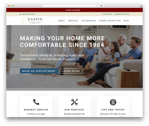 WordPress theme Divi - eastinair.com