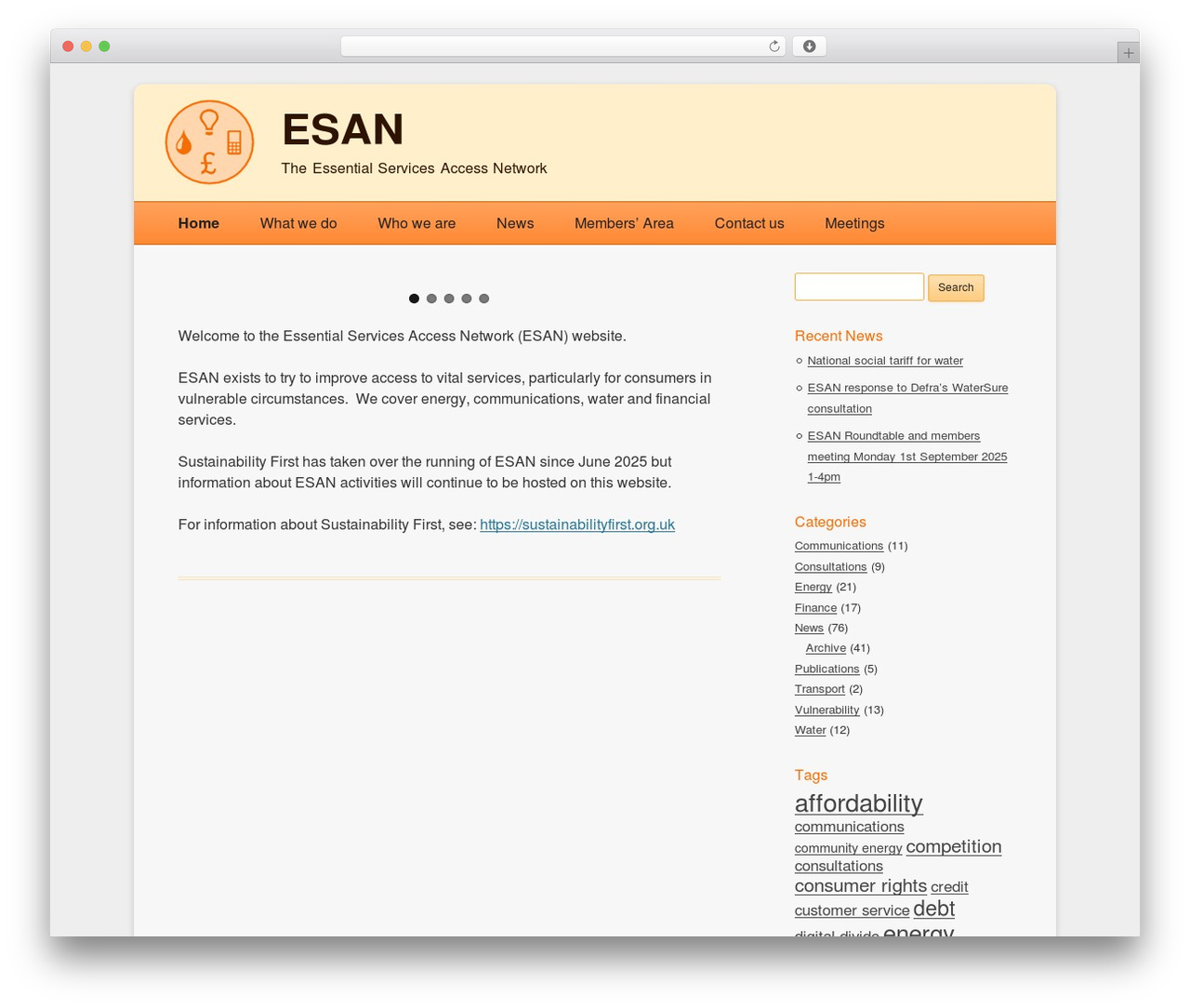 ESAN 2012 WordPress theme - esan.org.uk