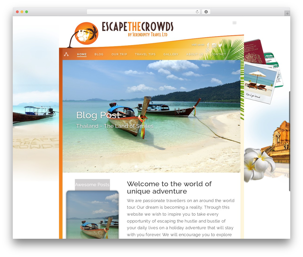 EscapeTheCrowdsVer2 theme WordPress - escapethecrowds.com