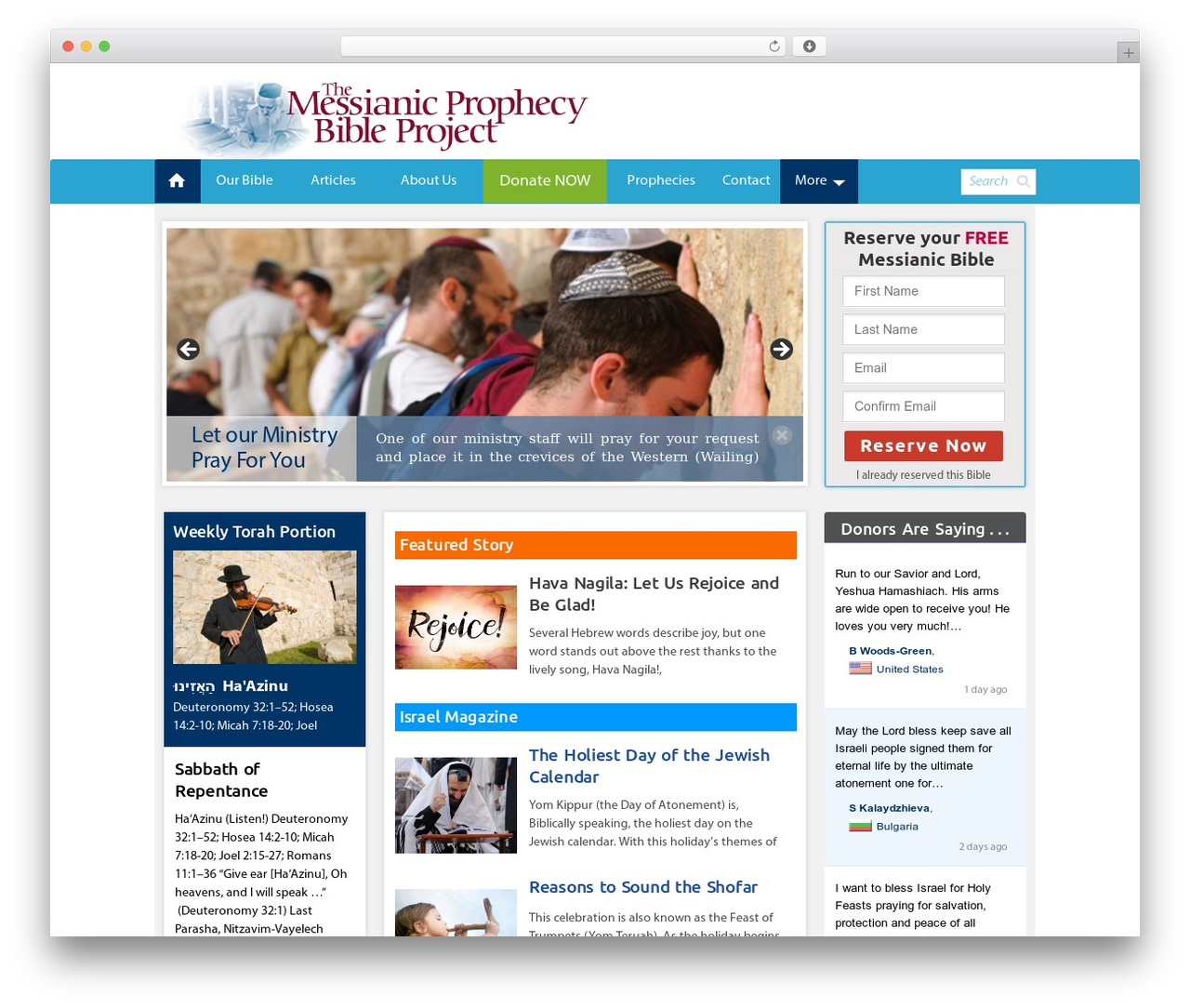 NewFront theme WordPress - free.messianicbible.com