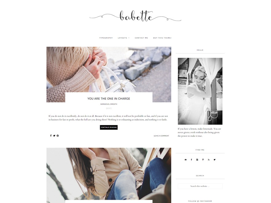 WordPress website template Babette