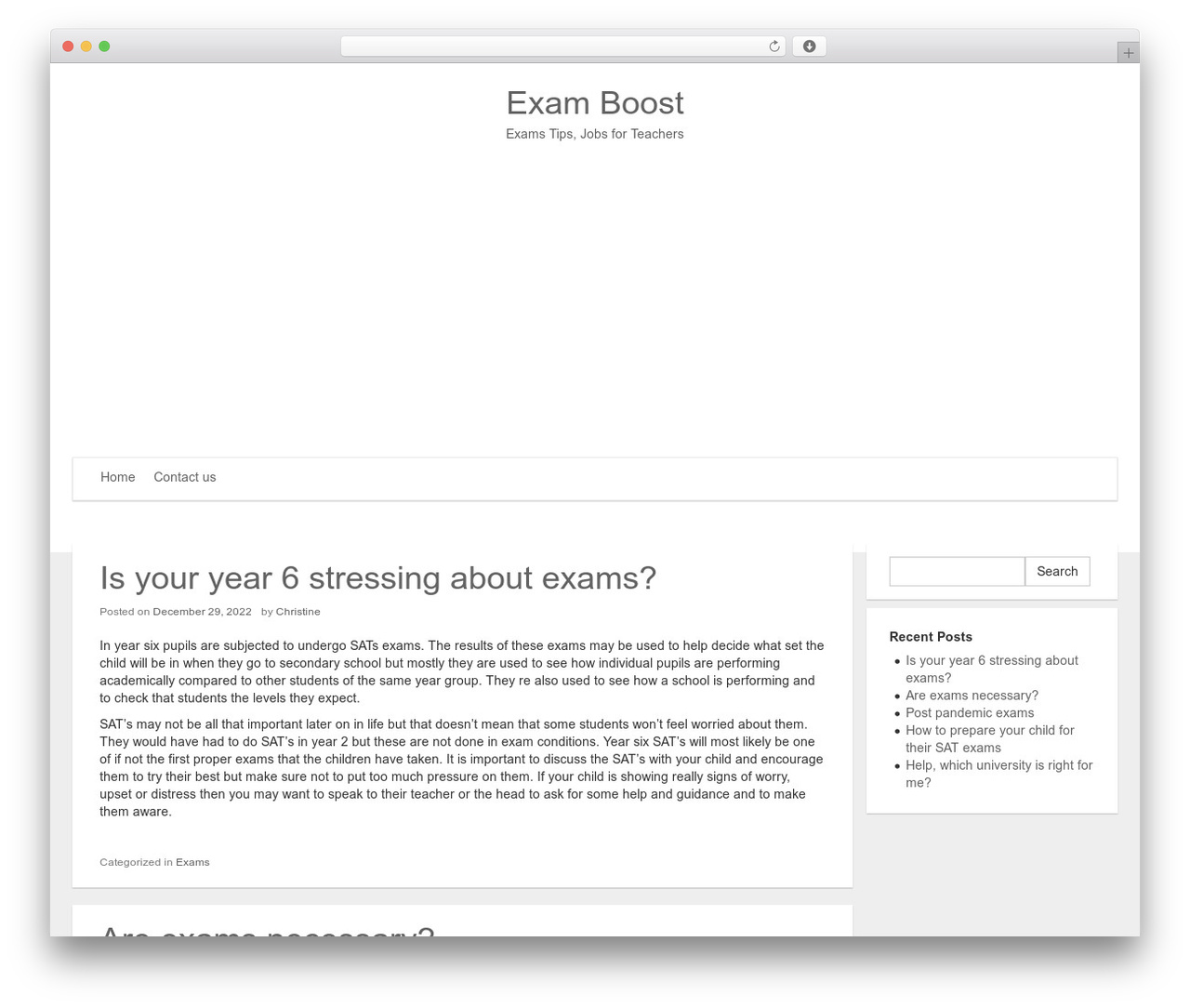 Material WordPress theme - examboost.co.uk