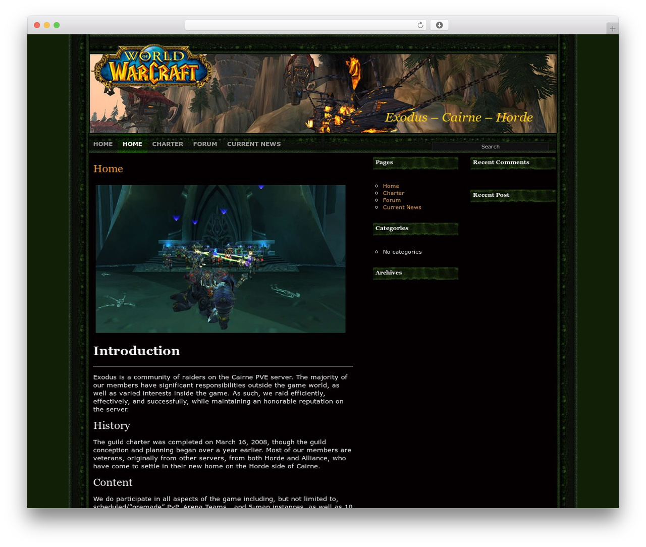 world of warcraft website template