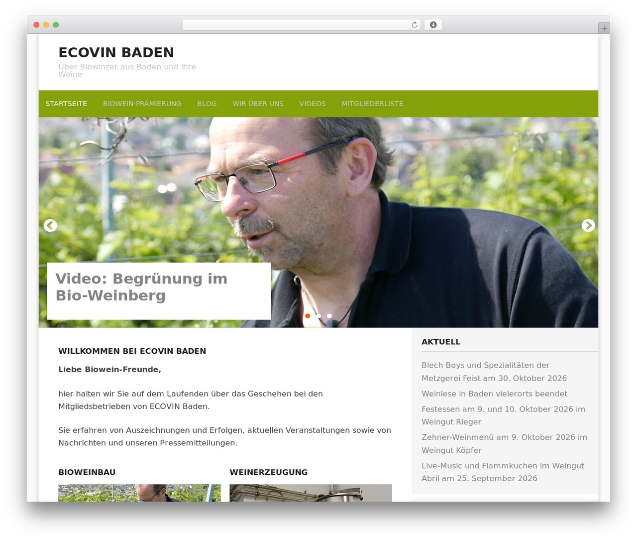 Diligent WordPress theme - ecovin-baden.de