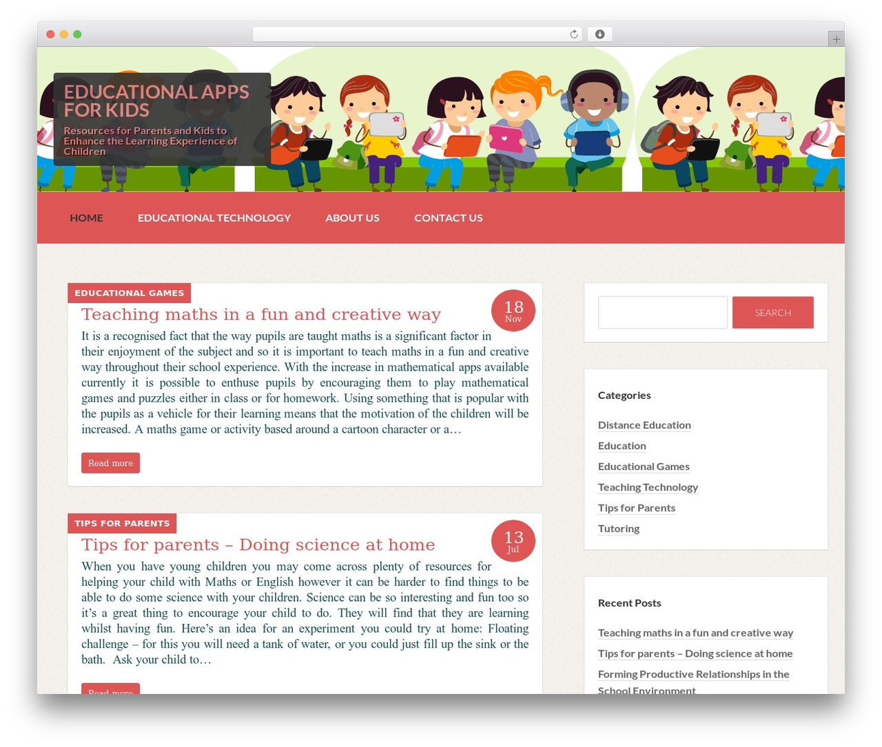 Catappki WordPress theme - educationalappsforkids.com