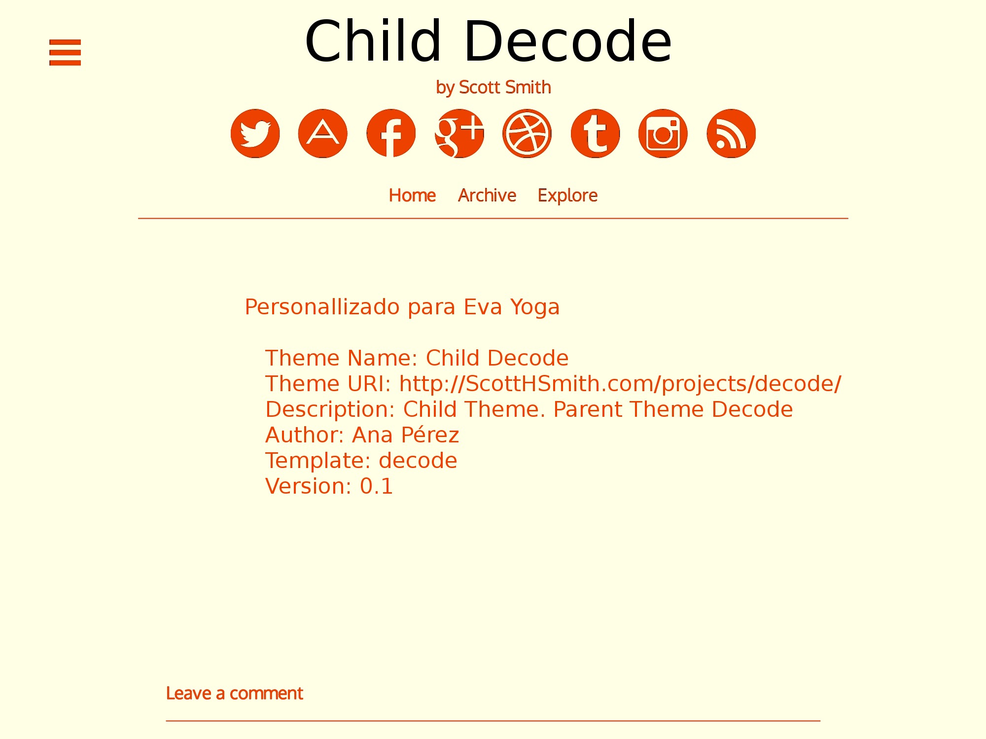 WordPress theme Child Decode