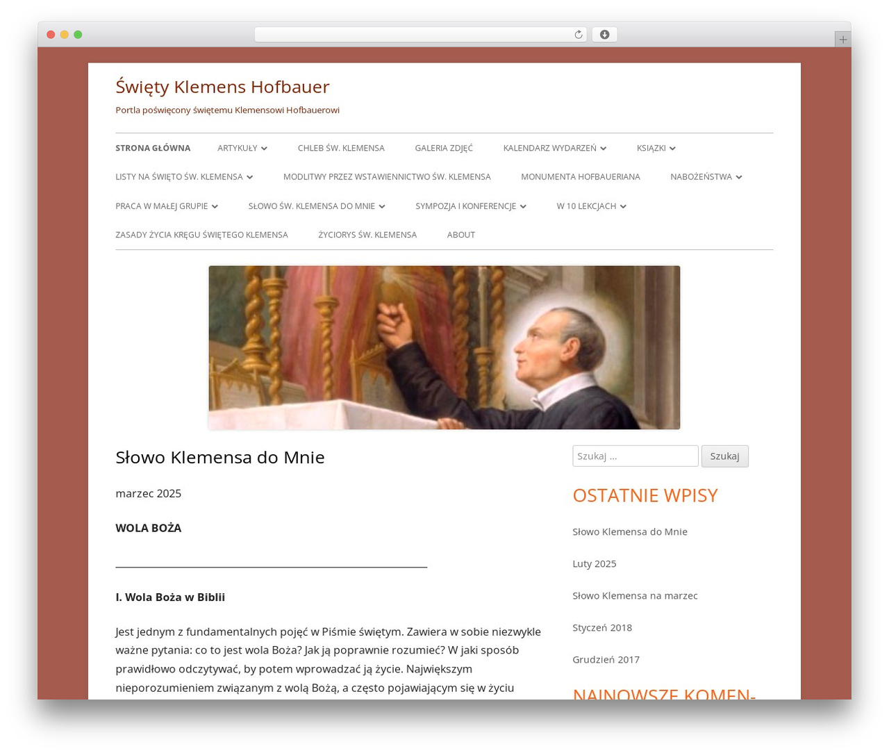 Tiny Framework WordPress theme - swietyklemens.net