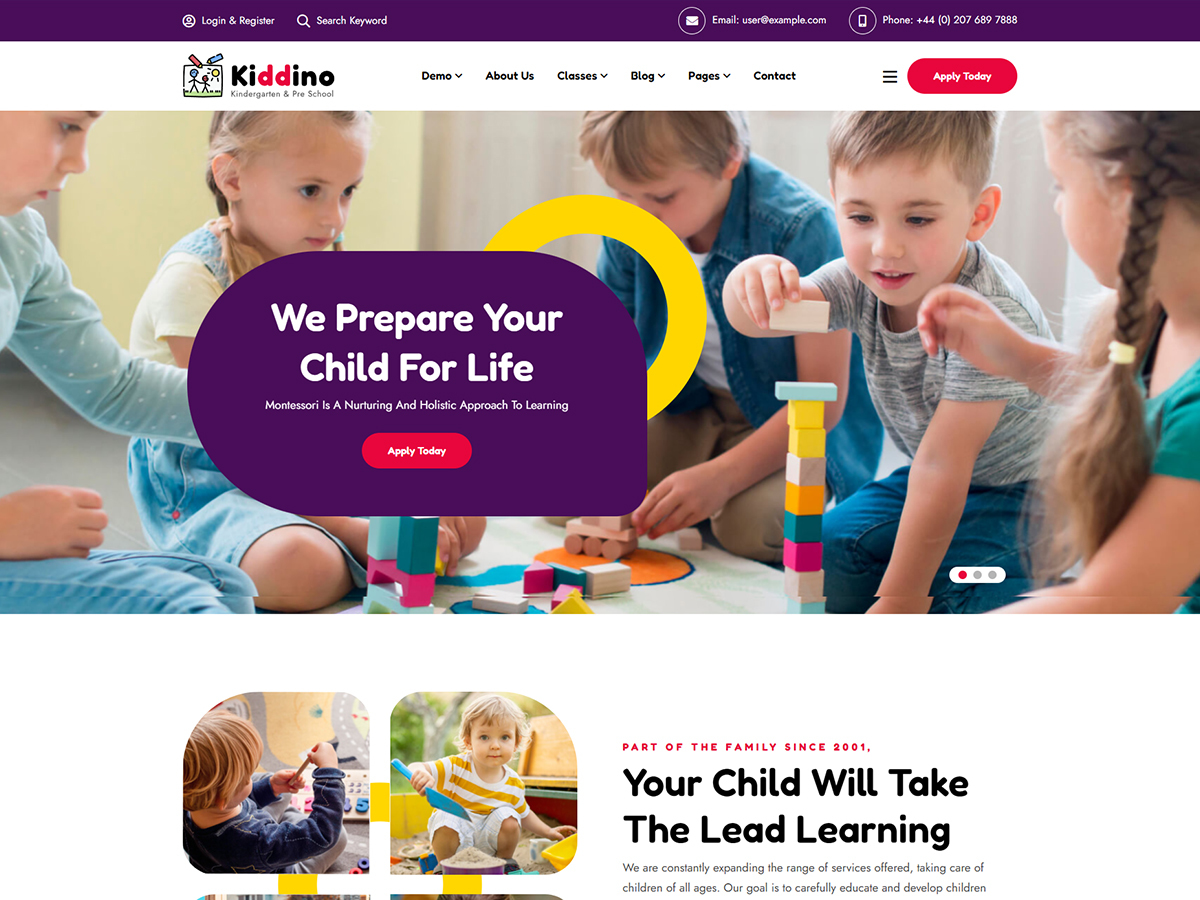 Kiddino Child WP theme by Vecurosoft