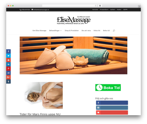 Divi massage WordPress theme - elisemassage.se