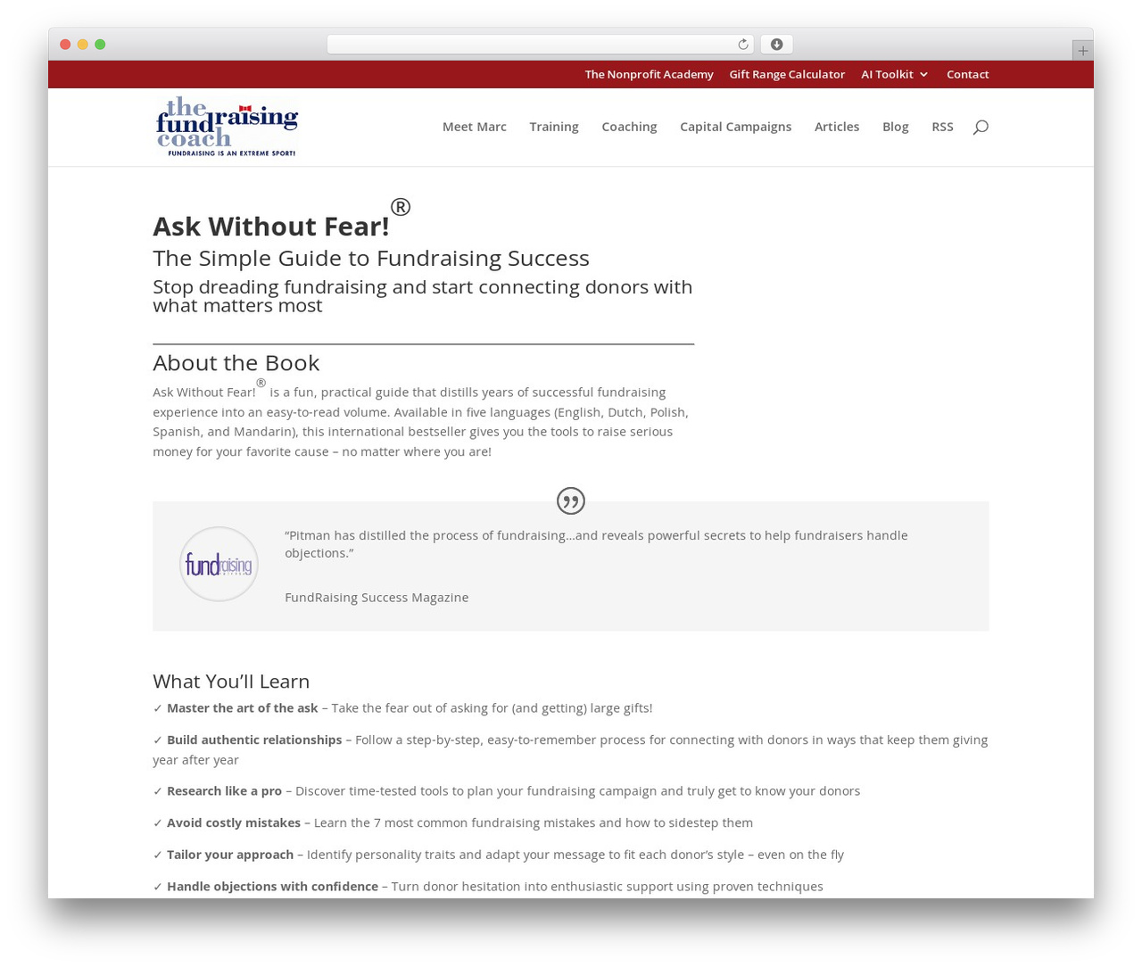 WordPress theme Divi - fundraisingcoach.com/ask-without-fear