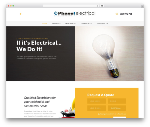 ElectroServ theme WordPress - phase1electrical.co.nz
