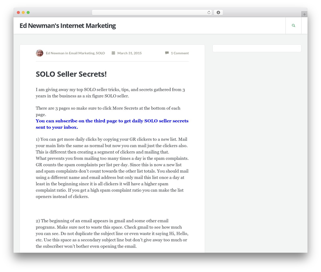Theme WordPress Readable WP Theme - ed-newman.com/solo-seller-secrets Theme WordPress Readable WP Theme - ed-newman.com/solo-seller-secrets