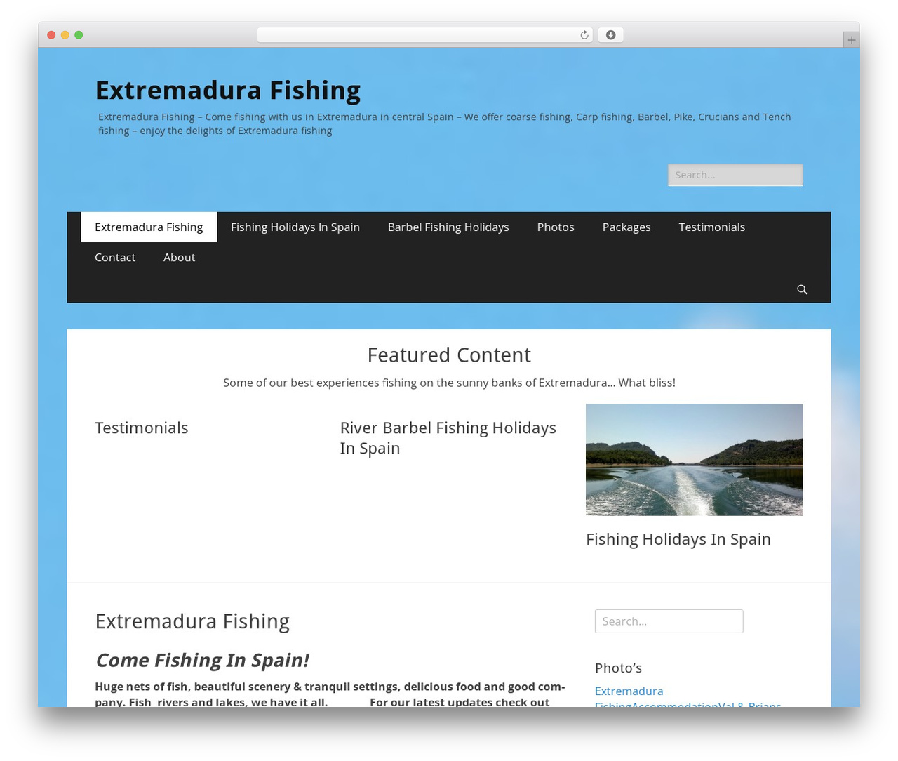 Catch Responsive WordPress theme - extremadurafishing.com