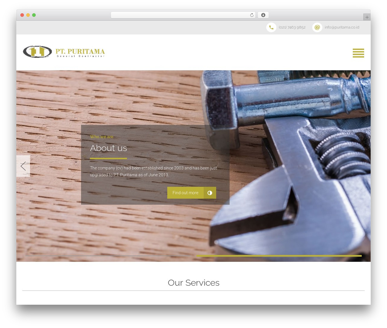 ReConstruction WordPress theme - puritama.co.id