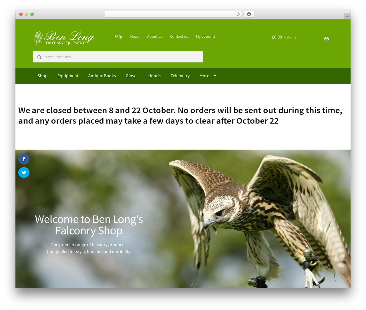 Storefront WordPress store theme - benlongfalconry.co.uk