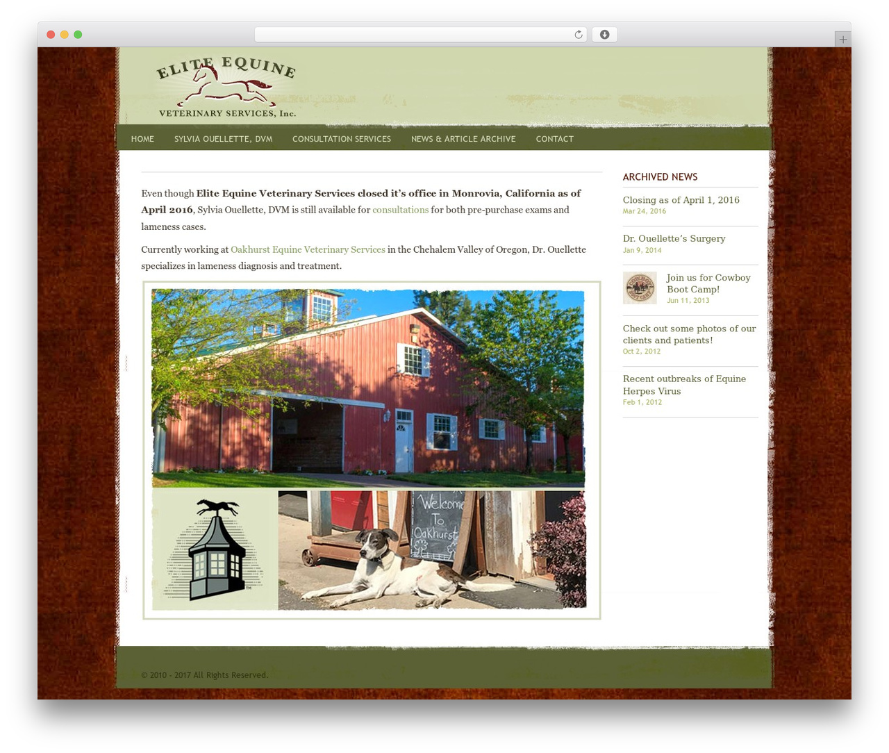 Sight WordPress theme - eliteequinevets.com