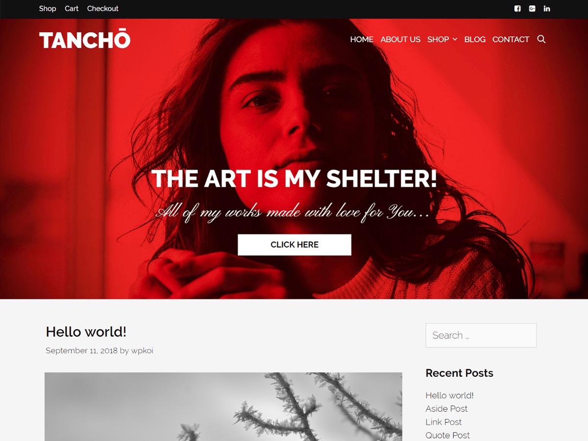 Tancho personal blog WordPress theme