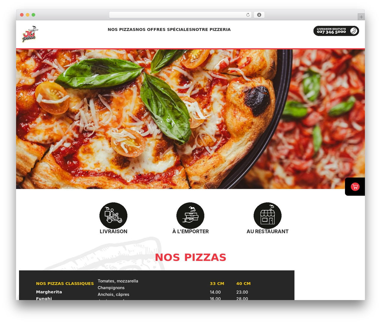 Hello Elementor theme WordPress - jopizza.ch