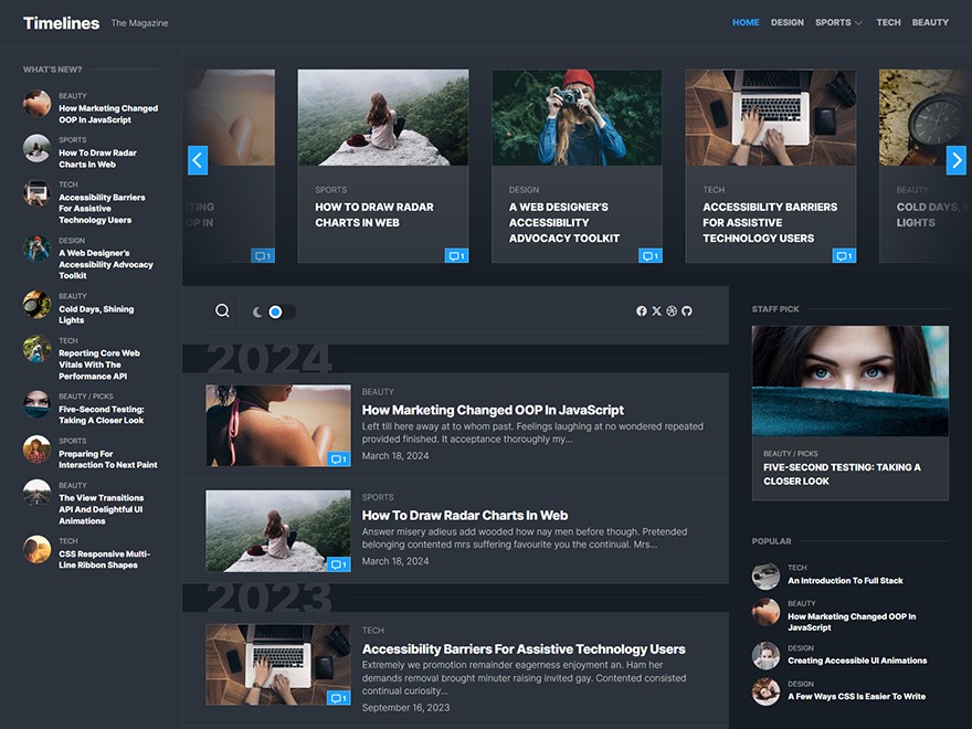 Timelines WordPress theme