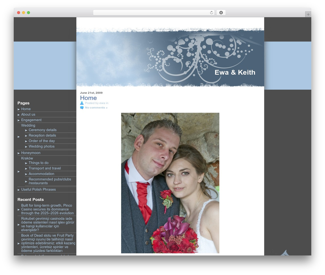 Blue Drop theme WordPress - ewaandkeith.com