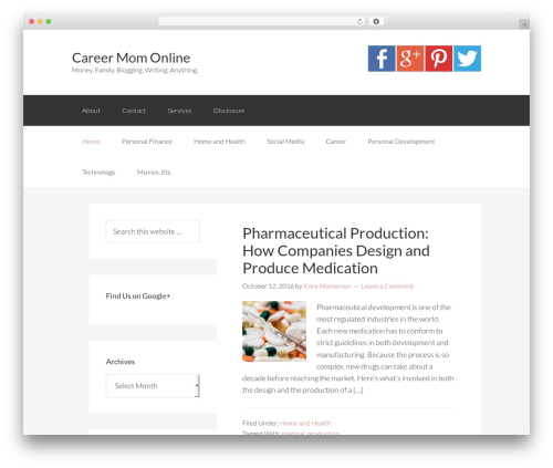 Genesis social profiles menu WordPress plugin - careermomonline.com