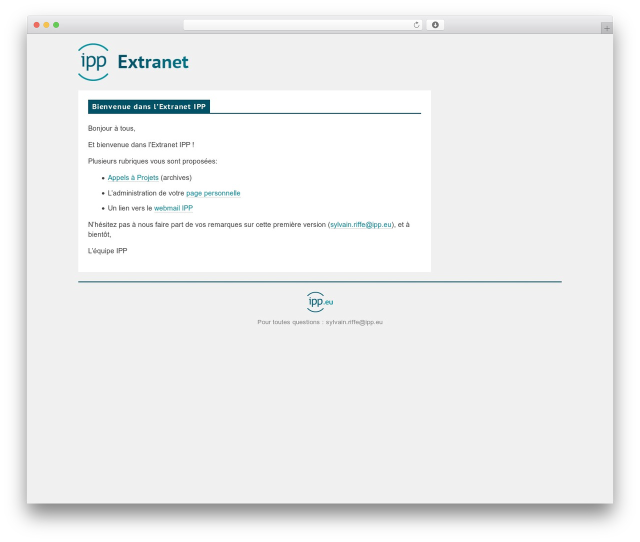 WordPress website theme IPP - extranet.ipp.eu